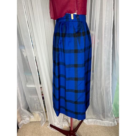 Pendleton skirt wool plaid knee length blue black - Picture 6 of 11